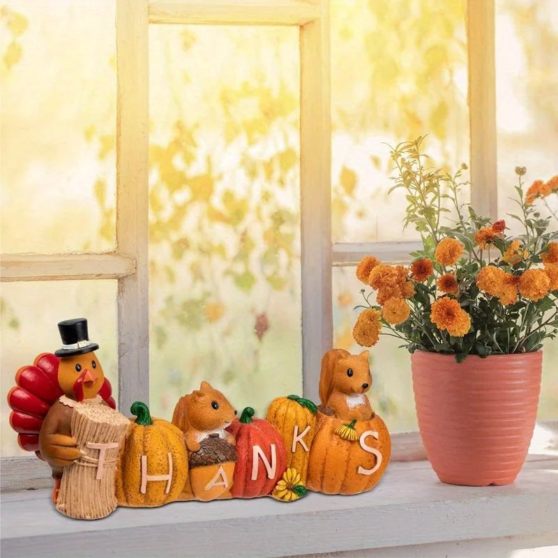 Joyfy Thanksgiving Pumpkin Turkey Tabletop Centerpiece Set