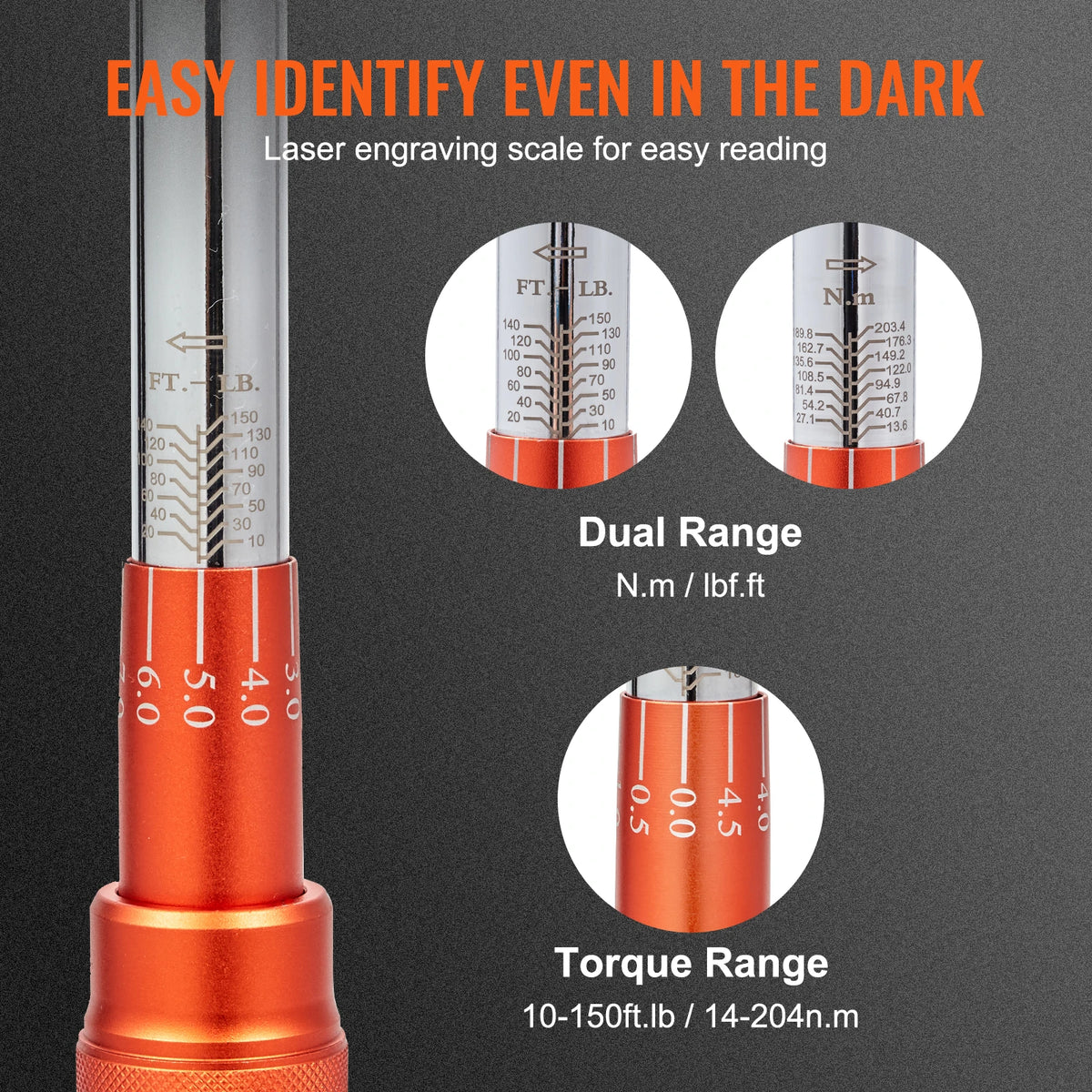SucceBuy Dual Range Mechanical Torque Wrench Set For Metal Fasteners