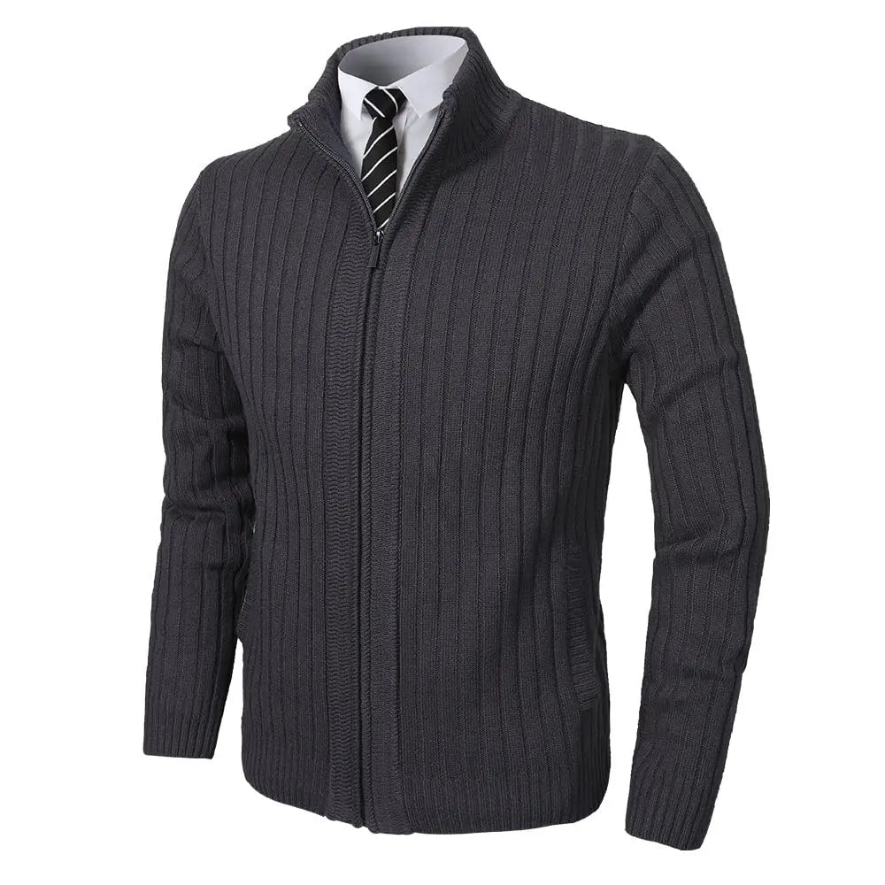 Pioneer Camp Full Zip Up Slim Fit Stand Collar Knit Sweater