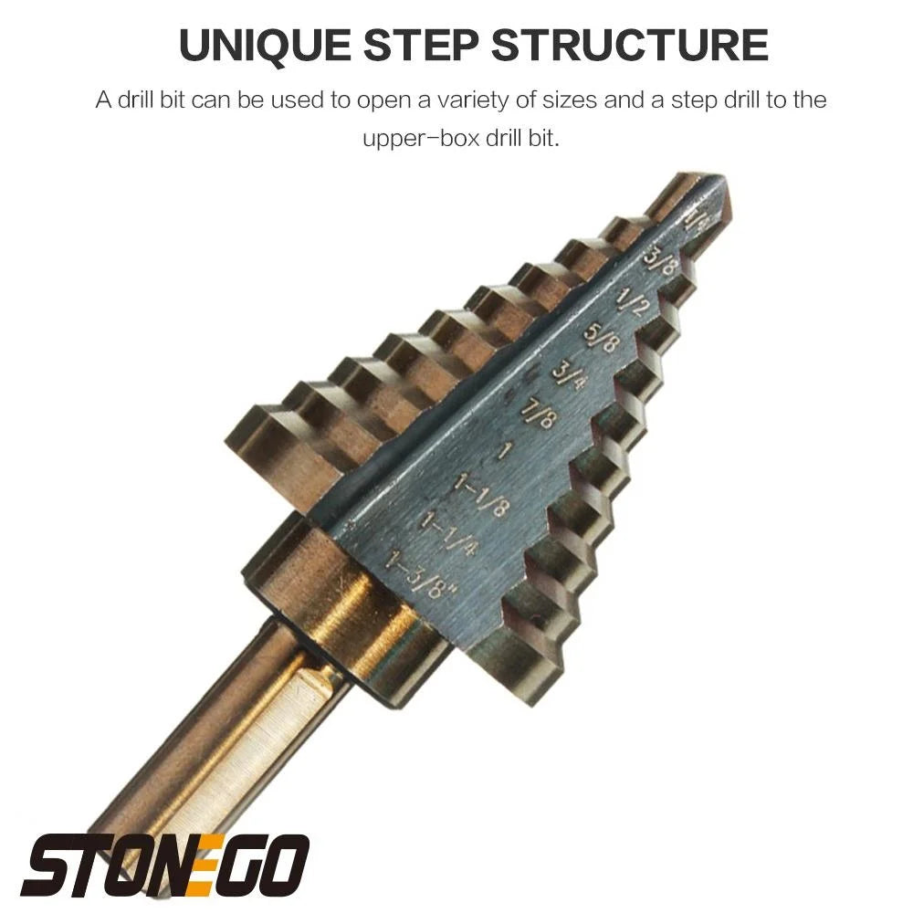 Stonego Step Drill Bit Set For Precision Metal And Woodwork
