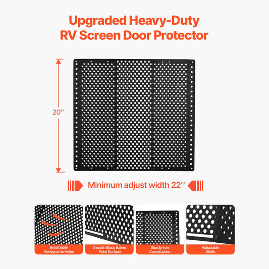 Adjustable RV Screen Door Protector With Breathable Honeycomb Panel