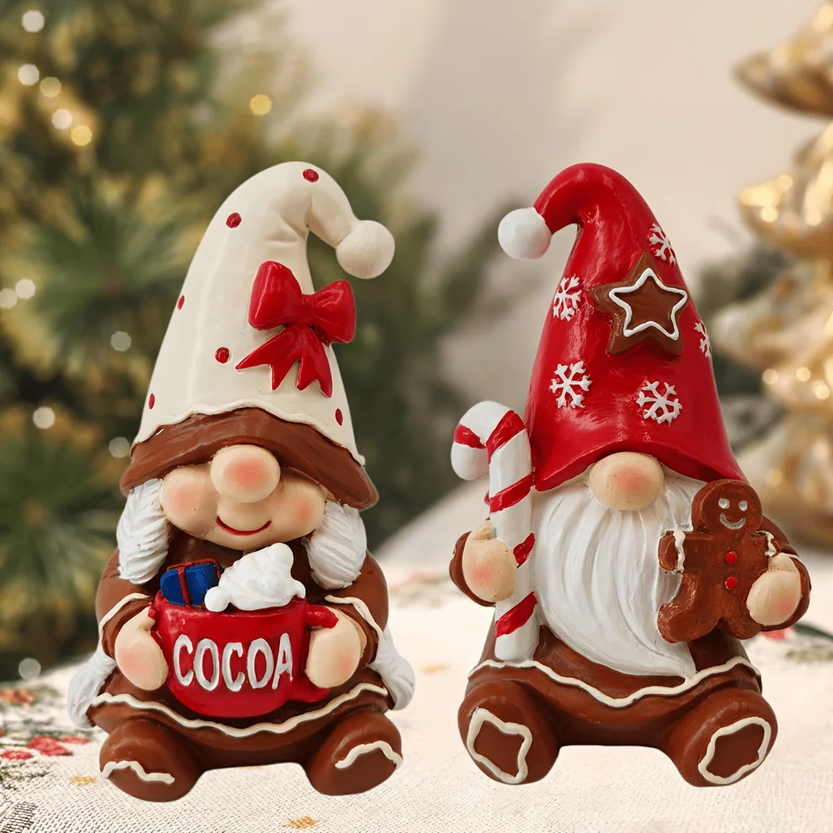 Christmas Resin Gingerbread Gnome Figurine Home Decor Ornament