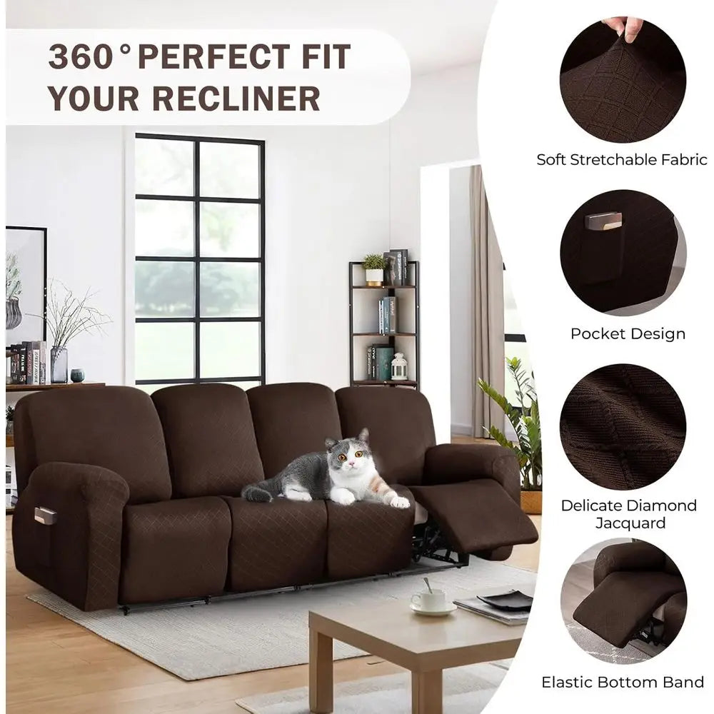 Diamond Recliner Sofa Covers Stretch Fit Washable Soft Slipcover