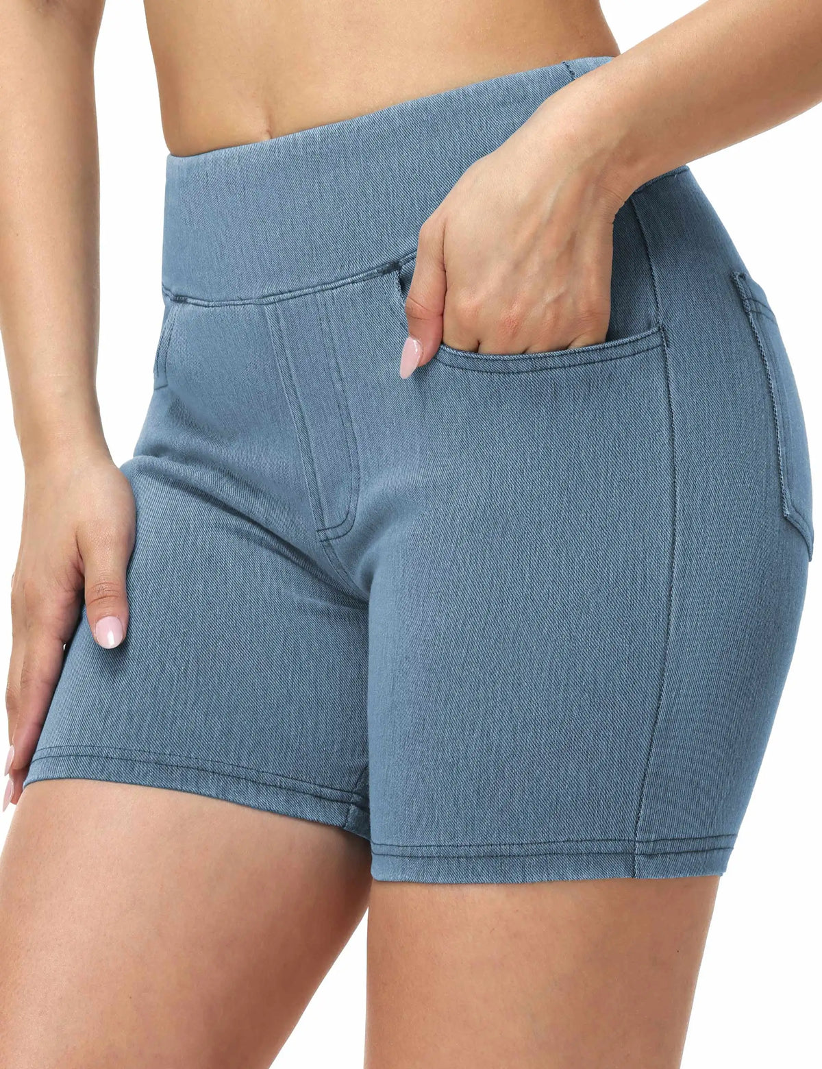 The Gym People Womens High Waisted Cotton Stretch Denim Shorts