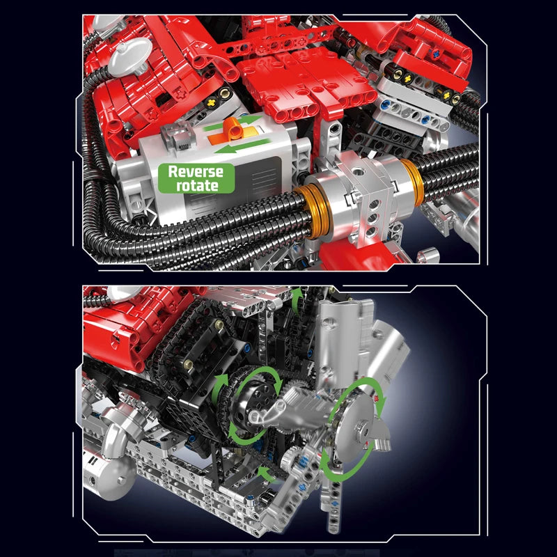 Mould King V12 Engine Building Block Assembly Model Kit
