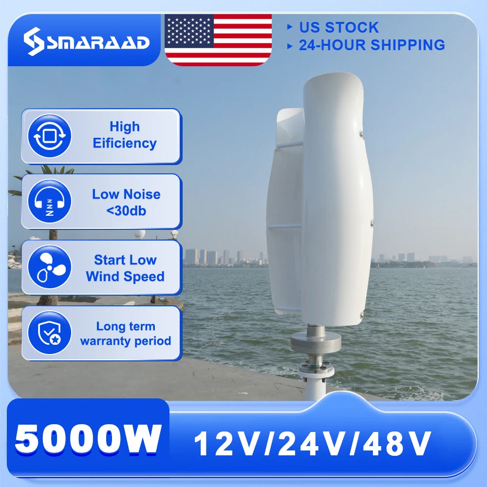 Smaraad 5000W Vertical Wind Turbine With Charging Controller