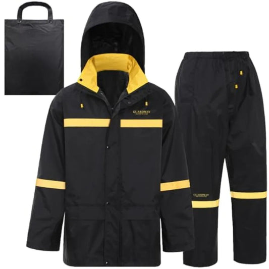Waterproof Hooded Rain Jacket And Pants Set For Outdoor Use