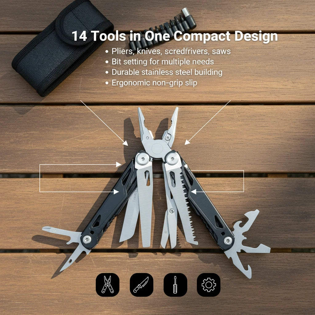 Stainless Steel Multitool Pliers With Saw Screwdriver And Scissors