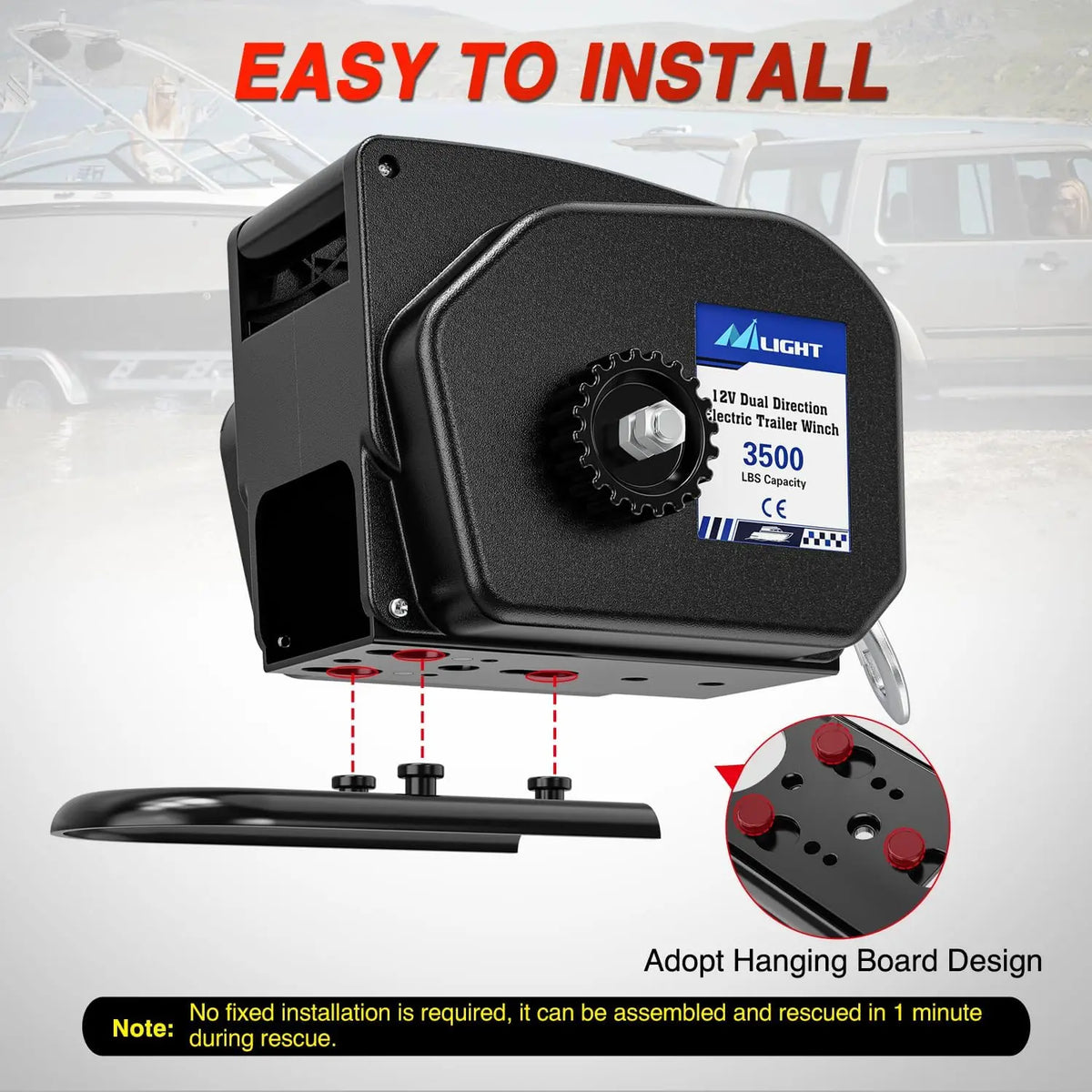 Portable Electric Boat Trailer Winch With Remote And Manual Mode