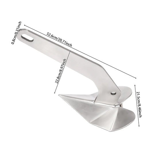 Boat Anchor, Stainless Steel Delta Anchor, Triangle Plough Anchor, 10lb 316 Marine Grade Corrosion Resistant All-in-One Design, High Holding Power, Easy Installation for Yacht Sailboat Dinghy Fishing Boat, Stable Secure Moori