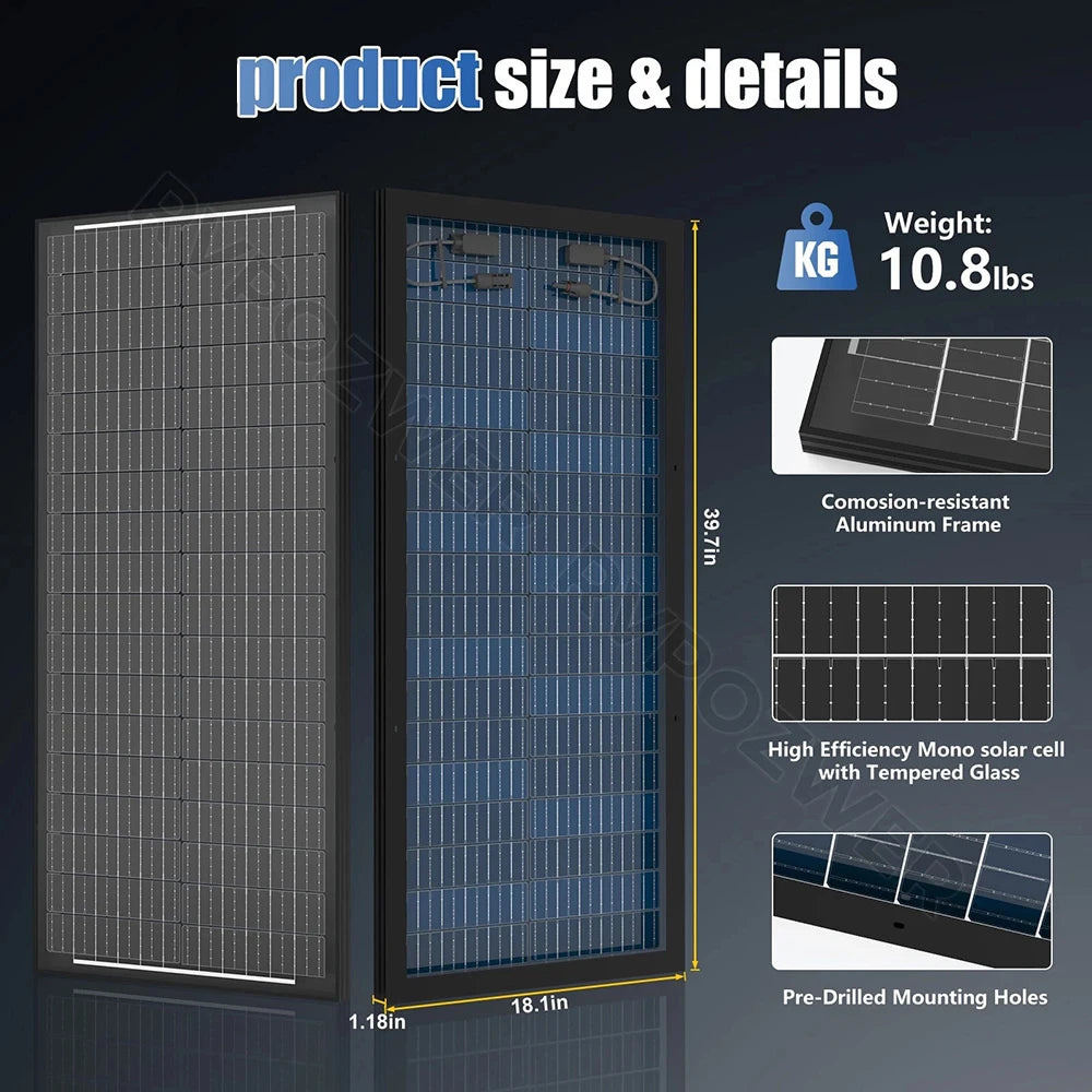 Rvpozwer 100W High Efficiency Bifacial Monocrystalline Solar Panel Module
