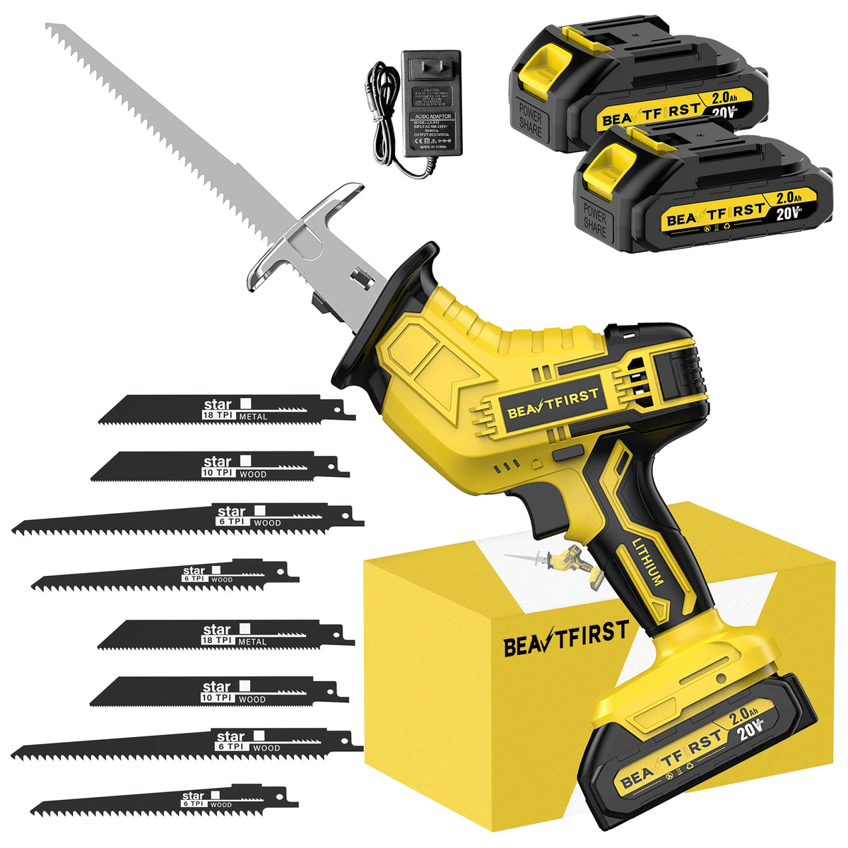 BeautFirst Cordless Reciprocating Saw With LED Work Light