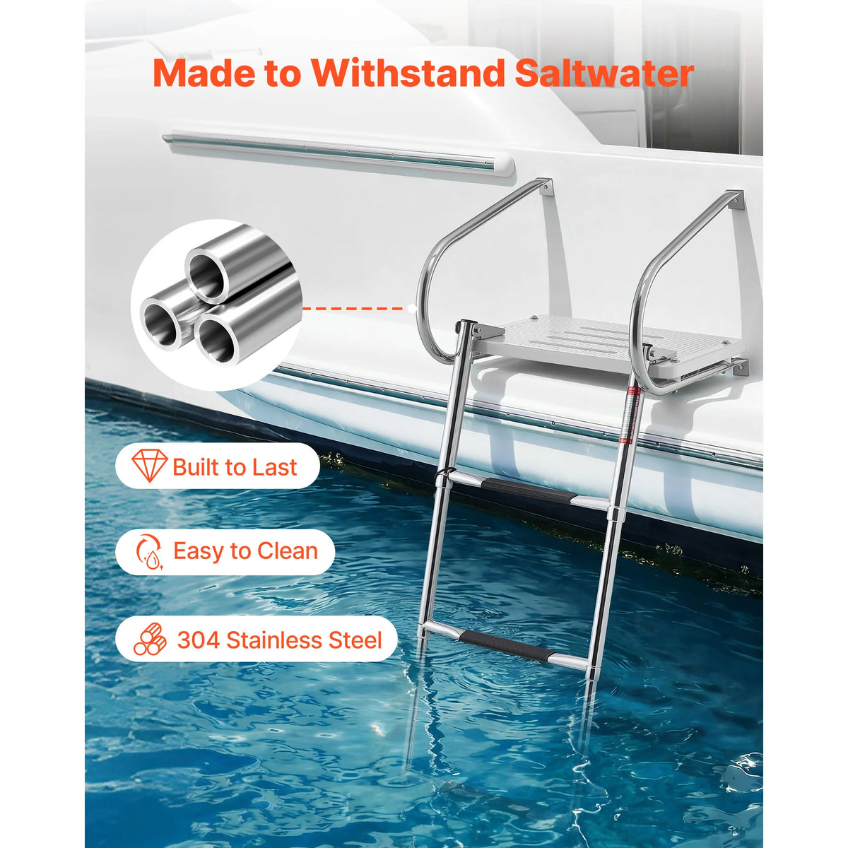 Folding SucceBuy Telescoping Stainless Steel Ladder