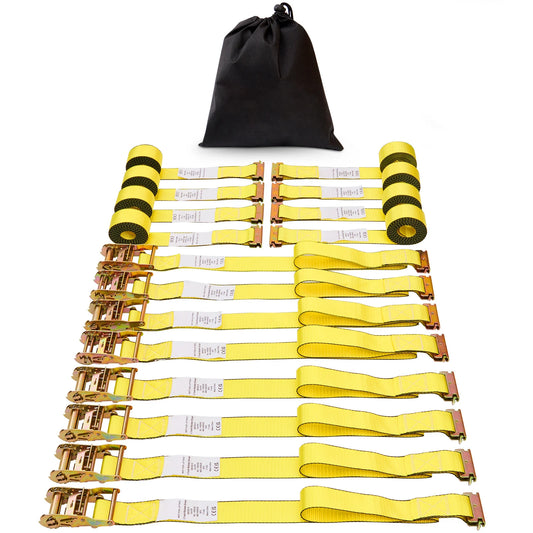 SucceBuy E-Track Ratchet Tie-Down Straps, 8-Pack, 2 in x 15 ft