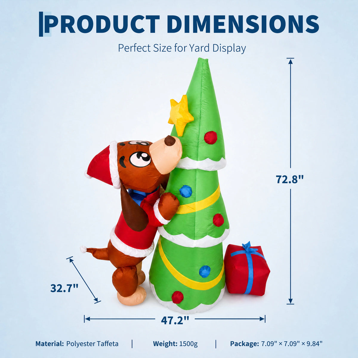Inflatable Christmas Dog With Tree Led Lights Outdoor Yard Decoration