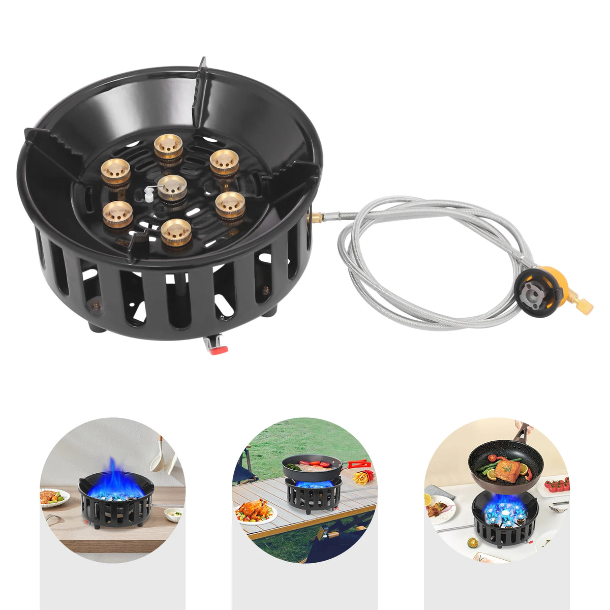 Portable Butane Camping Stove With Electronic Ignition And Fuel Adapters