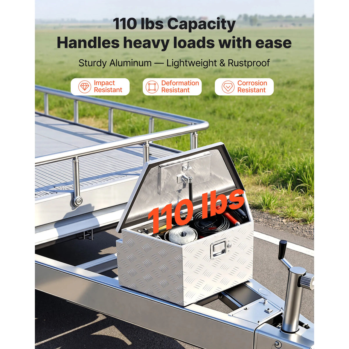 SucceBuy Aluminum Trailer Tongue Storage Box With Key Lock