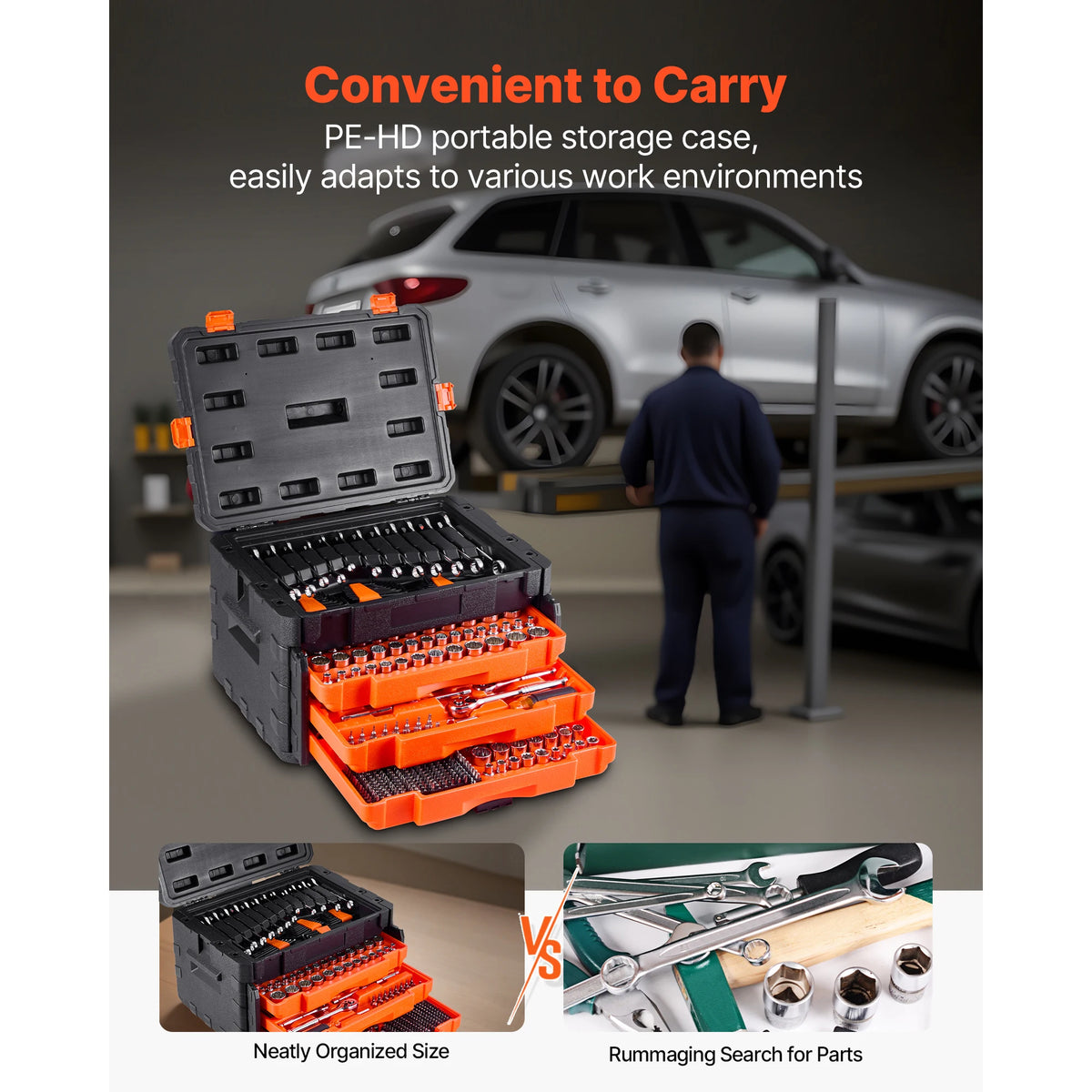 Comprehensive 450 Piece Mechanics Tool Set With Sockets And Wrenches