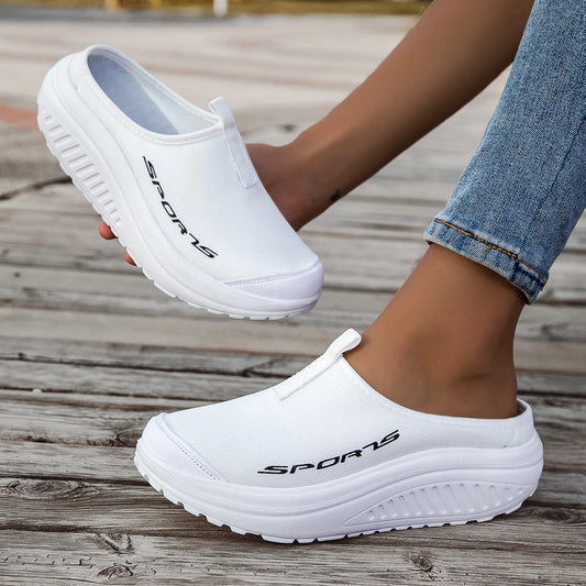 Women Mesh Platform Mule Sneakers With Lightweight Rocker Bottom Sole