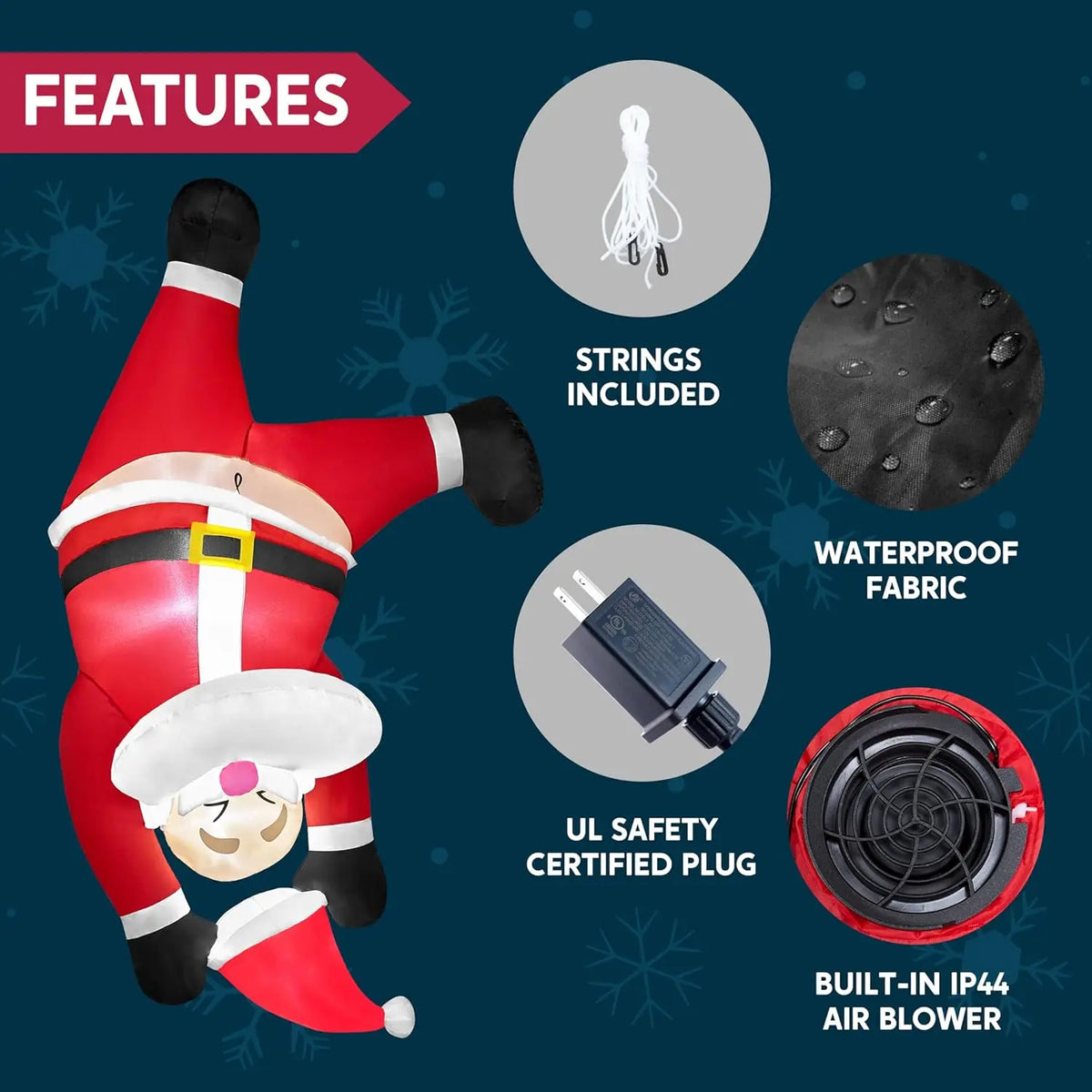 Joyfy Hanging Santa Inflatable Christmas Decoration With Led Lights