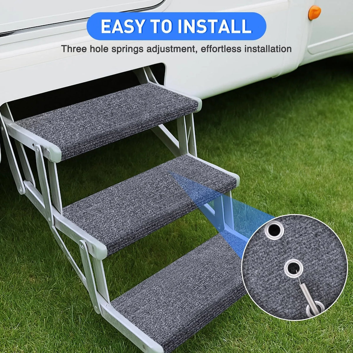 Nilight Adjustable Wrap Around RV Step Carpet Covers With Springs