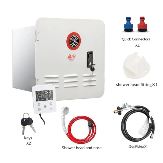 Artudatech RV Digital Tankless Water Heater Propane Gas 65000BTU with Controller/Shower Accessories Heat Output 18kW