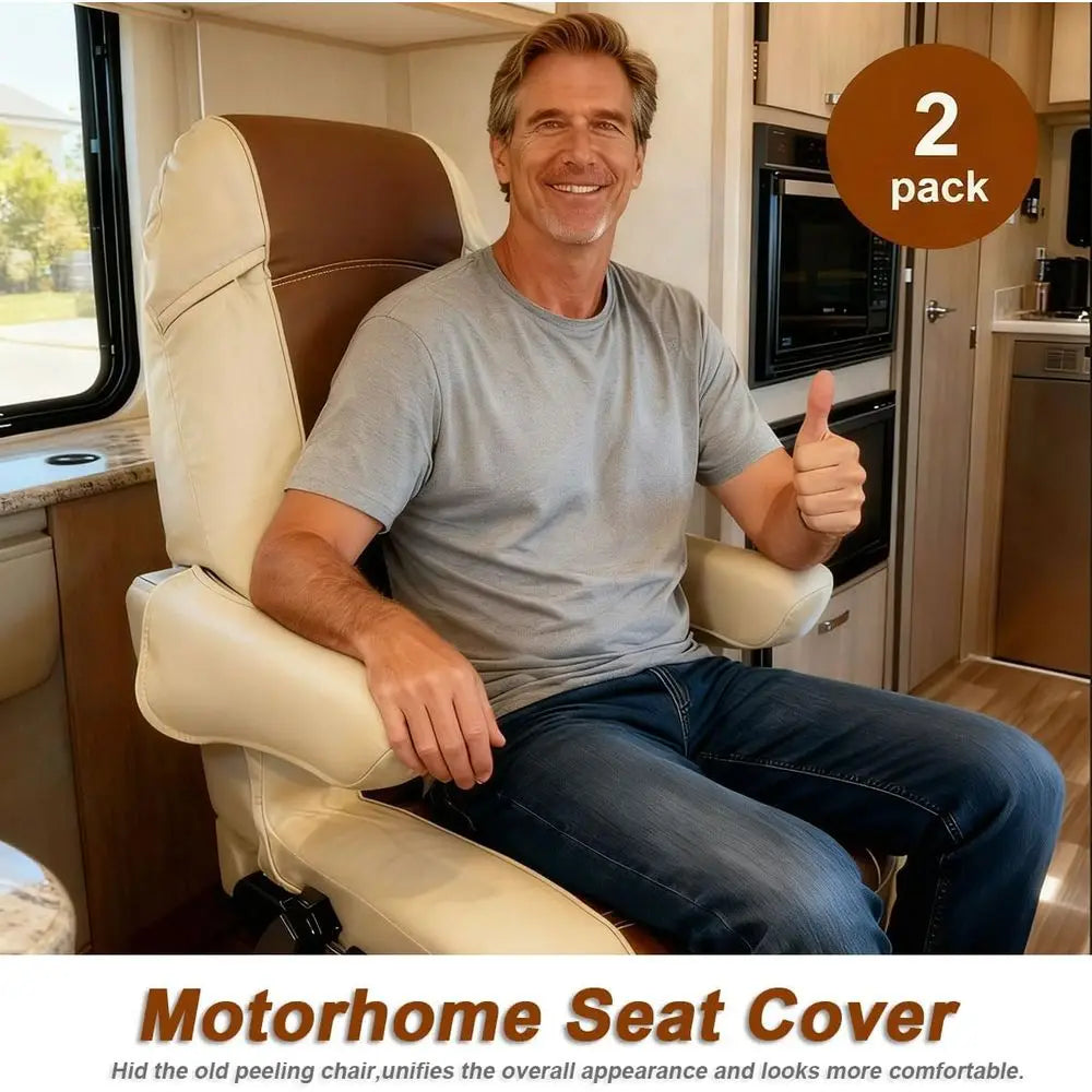 Dual Pack Waterproof RV Seat Covers For Captain Chair Motorhome
