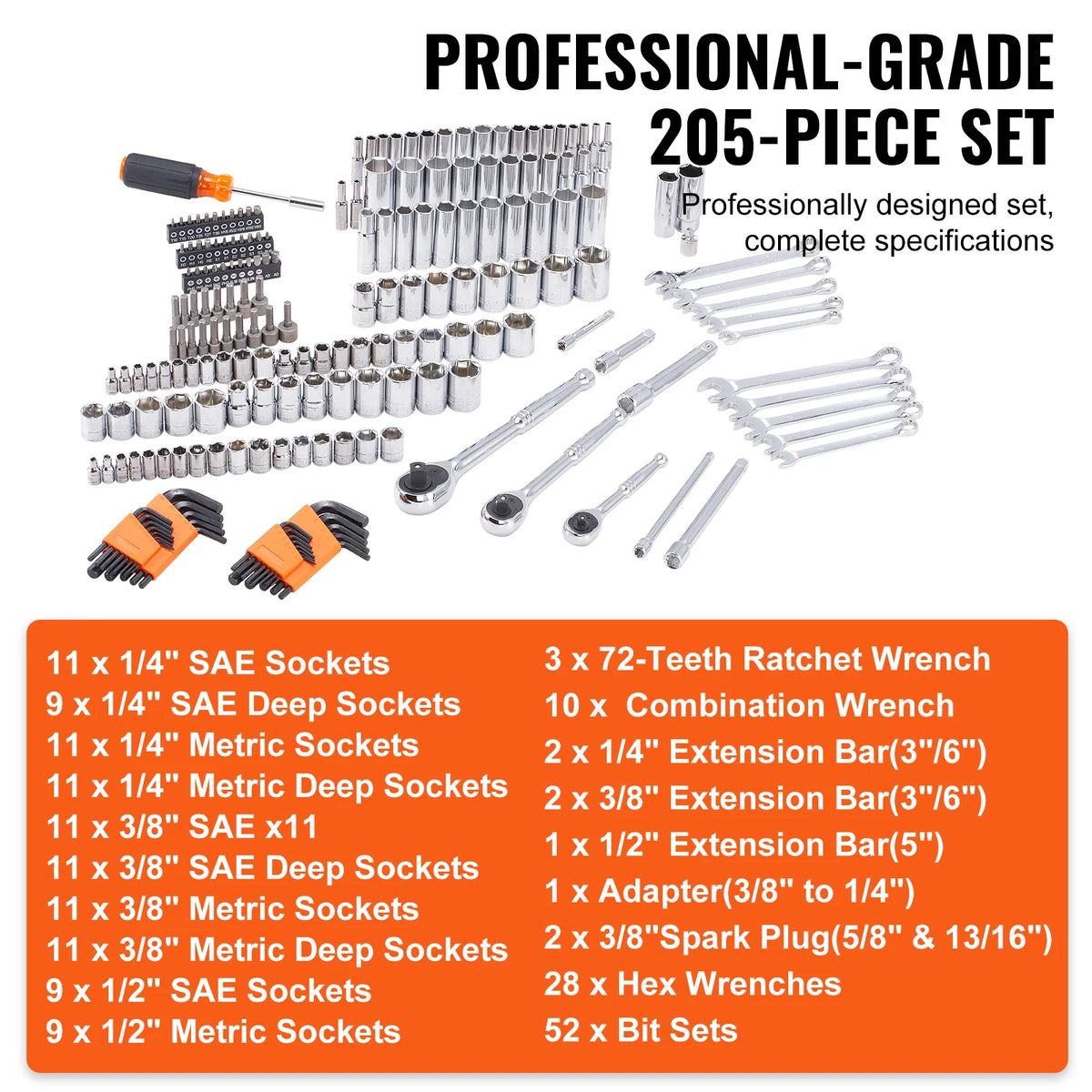 SucceBuy Metric Sae Mechanic Socket Set With Bits And Tools