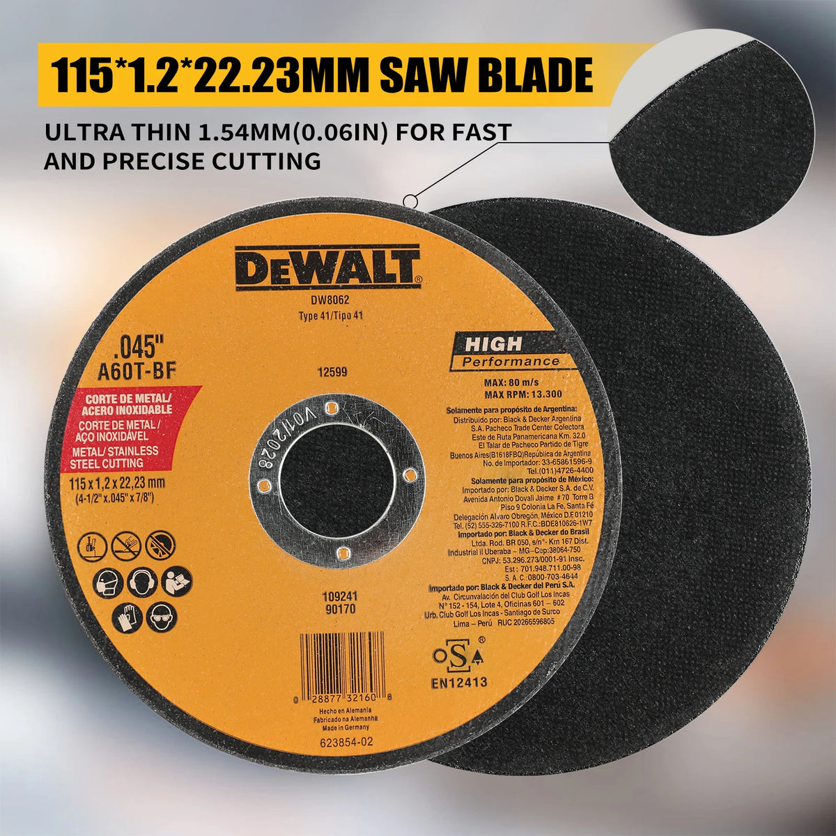 Dewalt Metal Cutting Wheel Heavy Duty Industrial Abrasive Disc