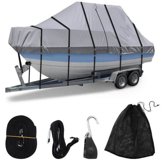 TTop Boat Cover With Motor Protection And Adjustable Straps