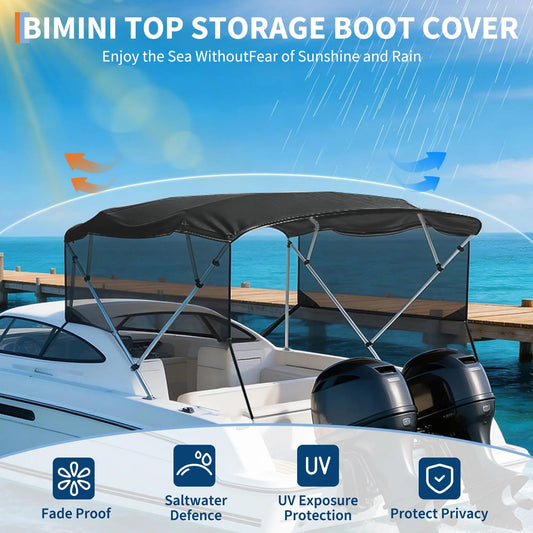 Marine Grade Polyester Bimini Top Replacement Cover With Side Curtain