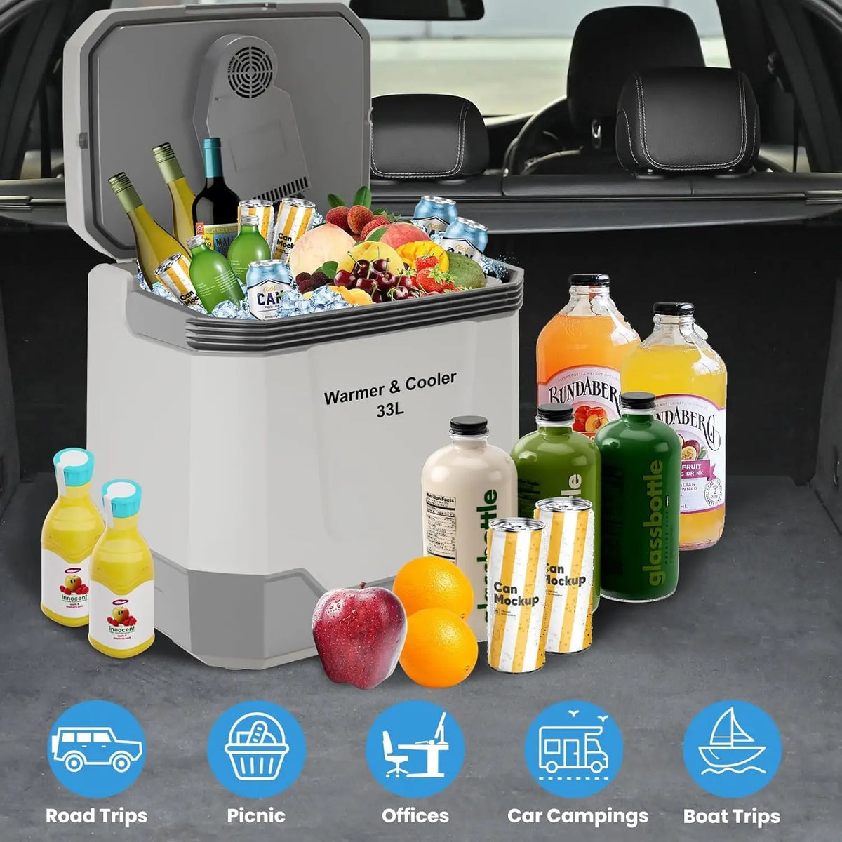 Electric Car Refrigerator and Cooler Warmer with Dual Power Supply