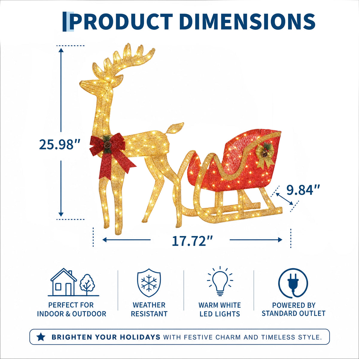 Illuminated Christmas Reindeer Sleigh Outdoor Garden LED Ornament