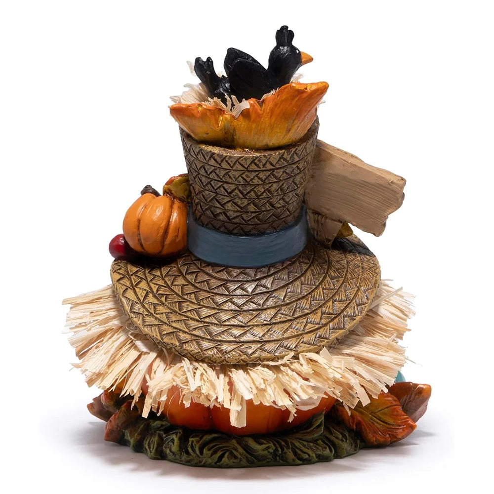Hodao Resin Thanksgiving Scarecrow Figurine With Give Thanks Sign