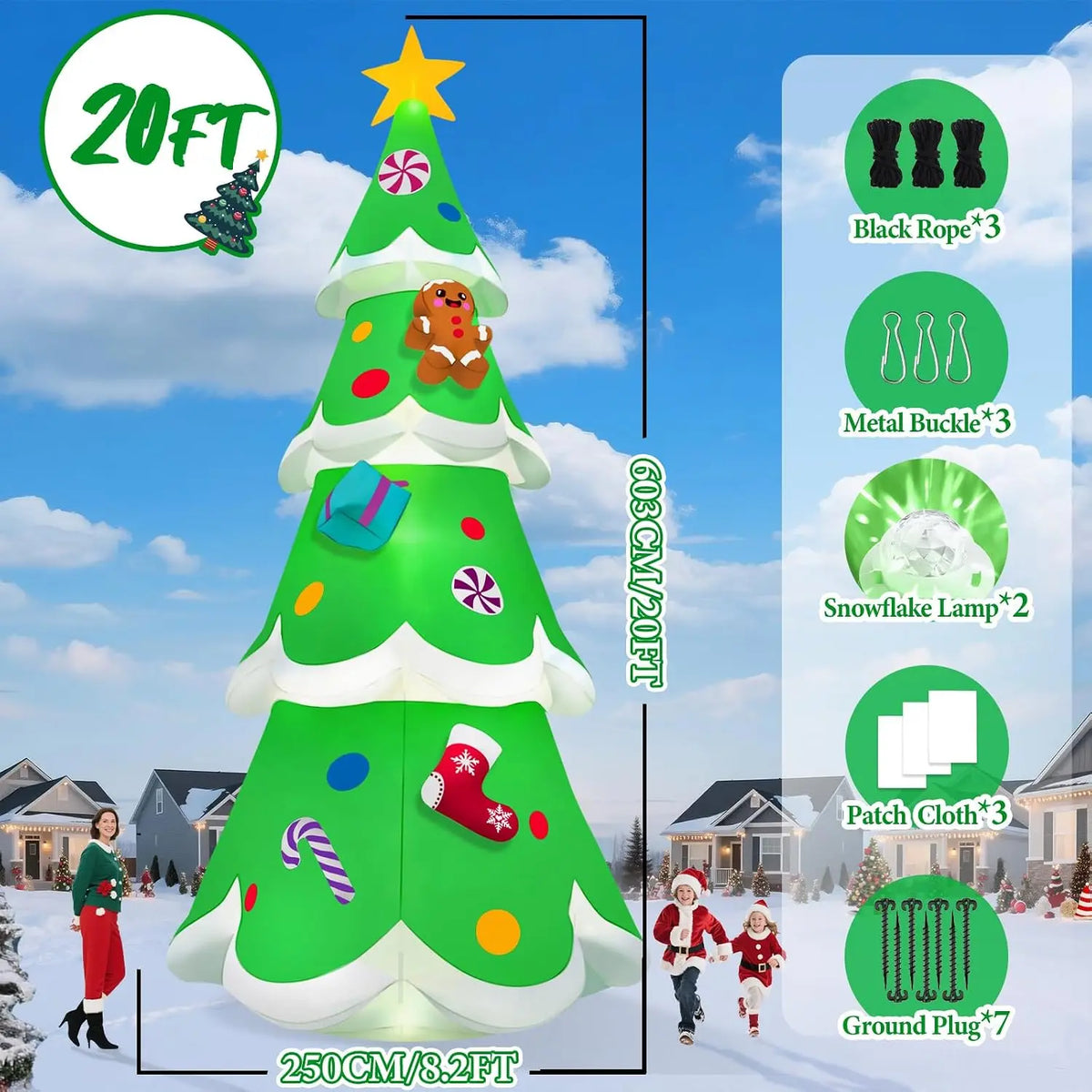 Iosn Outdoor Christmas Tree Inflatable Yard Decoration