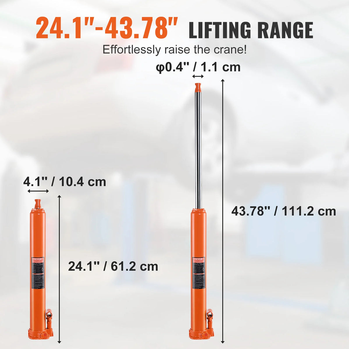 SucceBuy Hydraulic Long Ram Cylinder Engine Hoist Jack