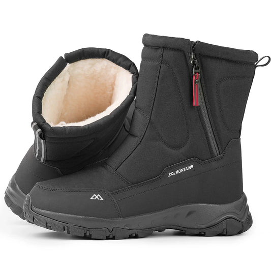 Manlegu Men's Waterproof Winter Snow Boots Warm Fur-Lined
