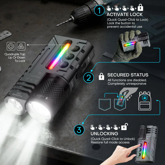 Tuowee Tactical Led Flashlight Usb Rechargeable Water Resistant Zoomable