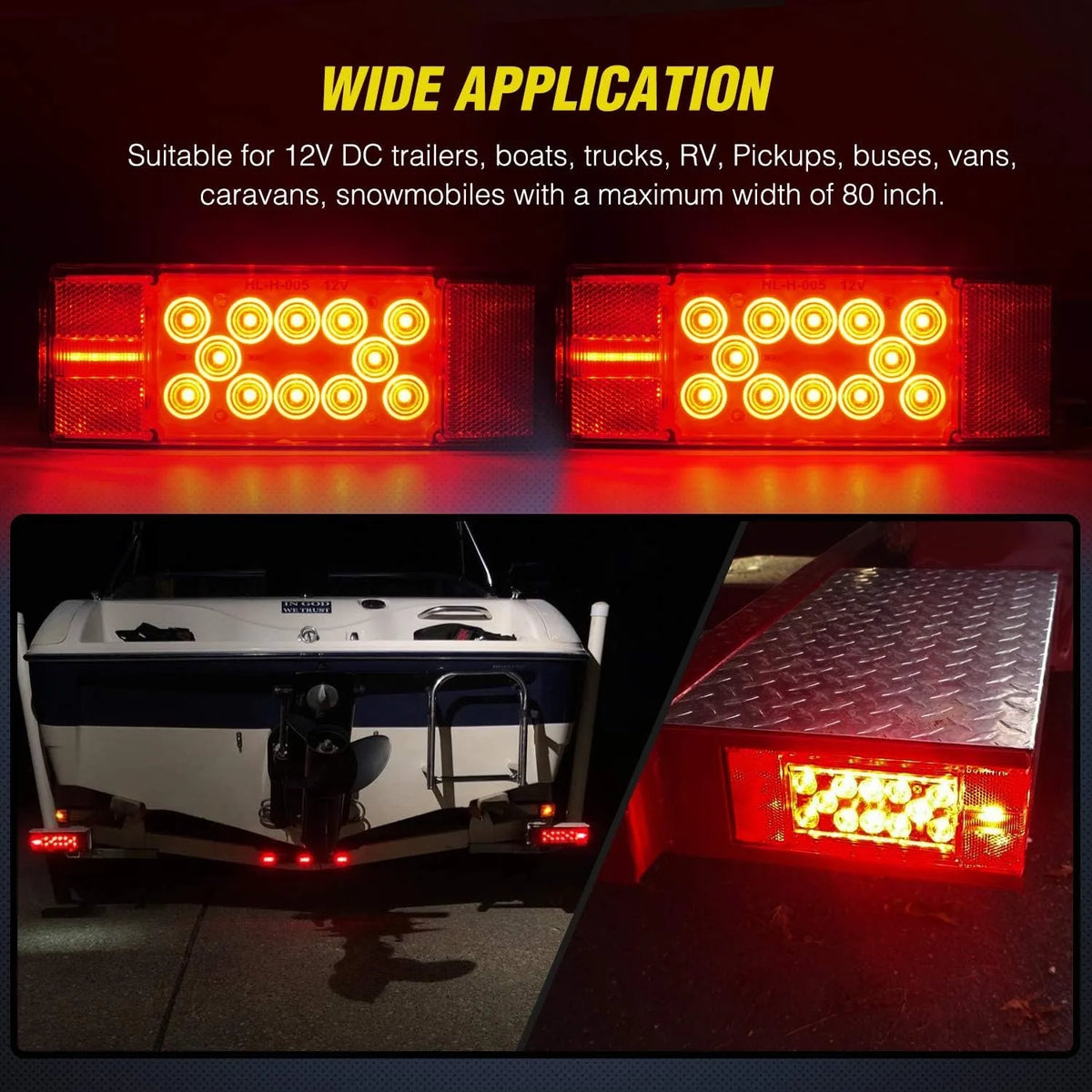Nilight Submersible Rectangular LED Trailer Stop Tail Light