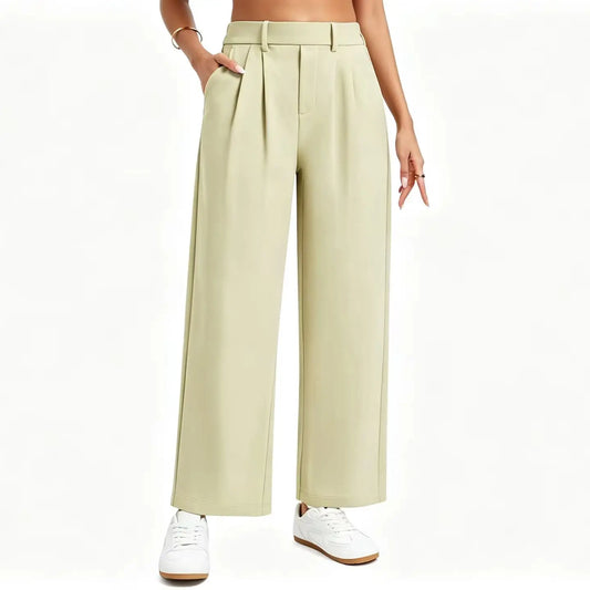 The Gym People Women Wide Leg Elastic Waist Dress Pants