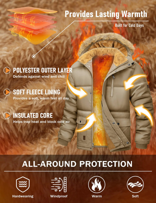 Cavva Mens Winter Parka Jacket With Removable Fleece Hood