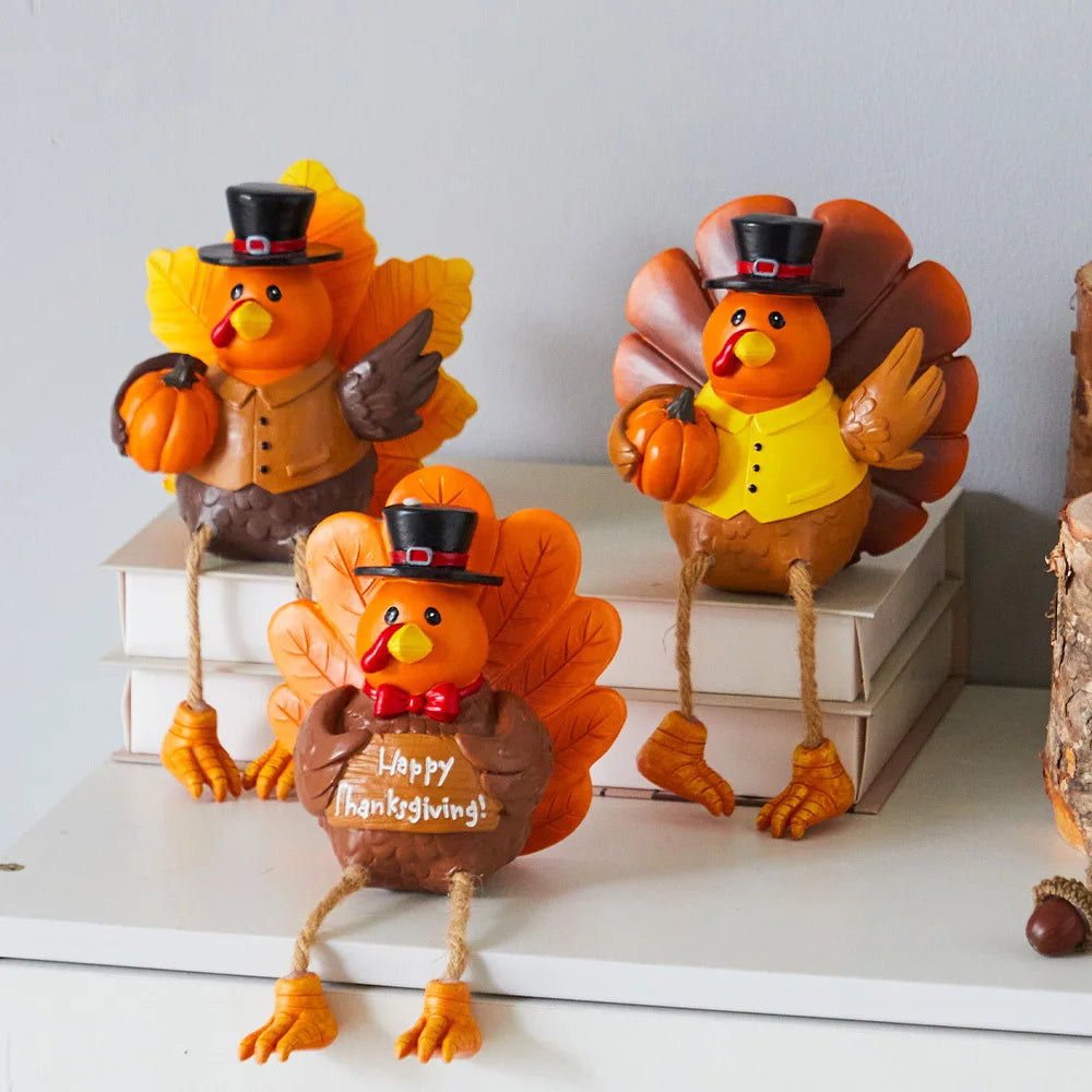 Joyfy Thanksgiving Turkey Resin Figurine Tabletop Centerpiece Decor