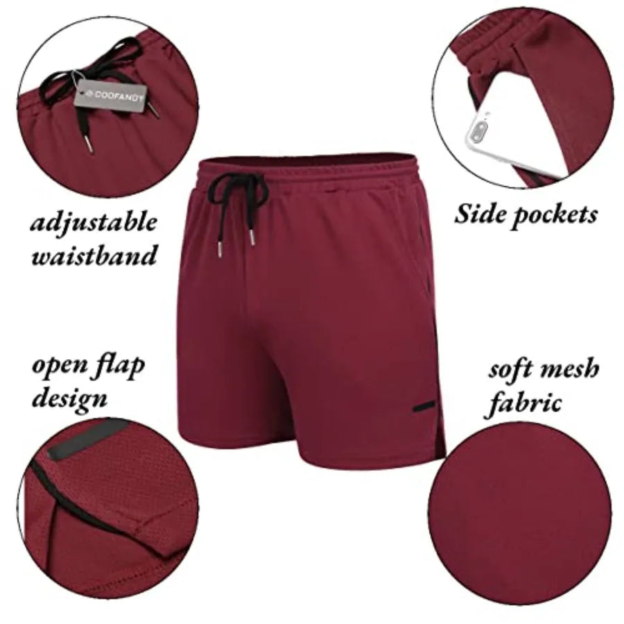 Men's 2 Pack Quick Dry Athletic Workout Shorts With Pockets