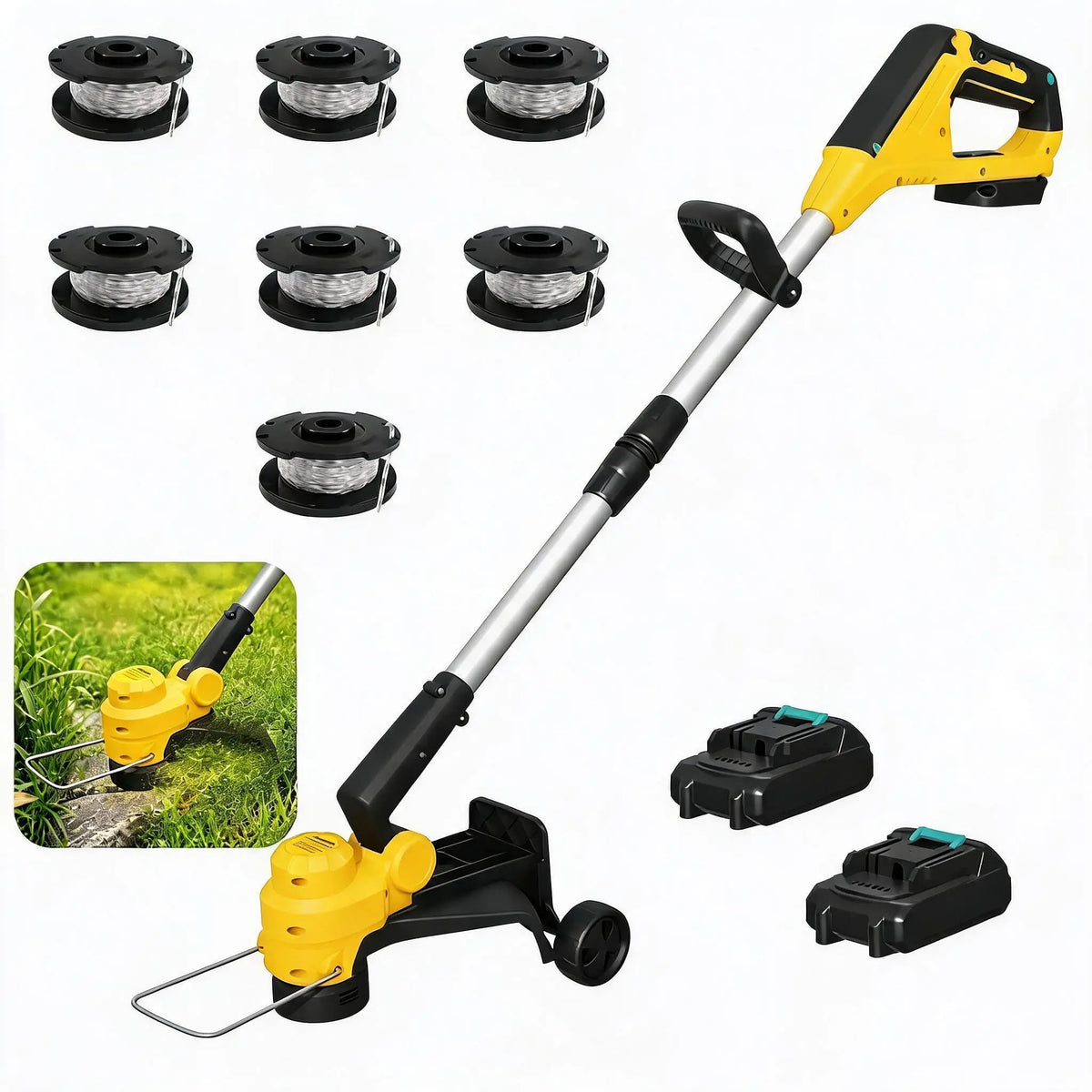 Hismiss 20V Cordless String Trimmer Brushless Motor And Dual Batteries