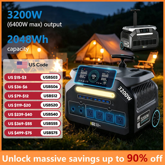 IEE P3200 3200W Portable Power Station LiFePO4 Solar Generator