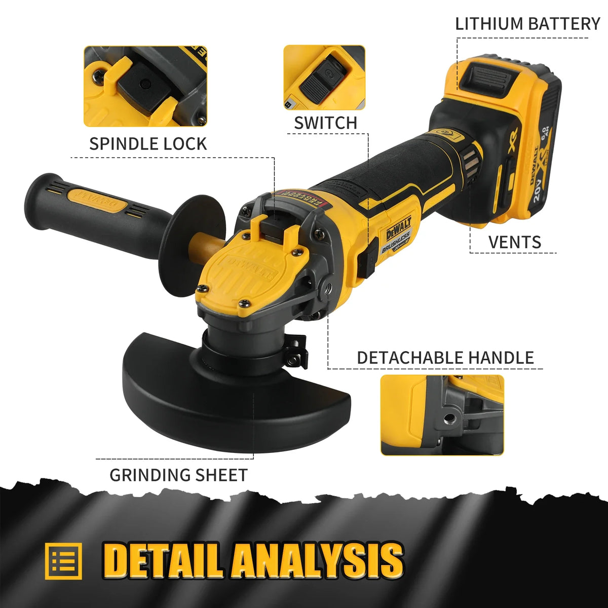 DeWalt DCG409 20V Brushless Flat Head Angle Grinder
