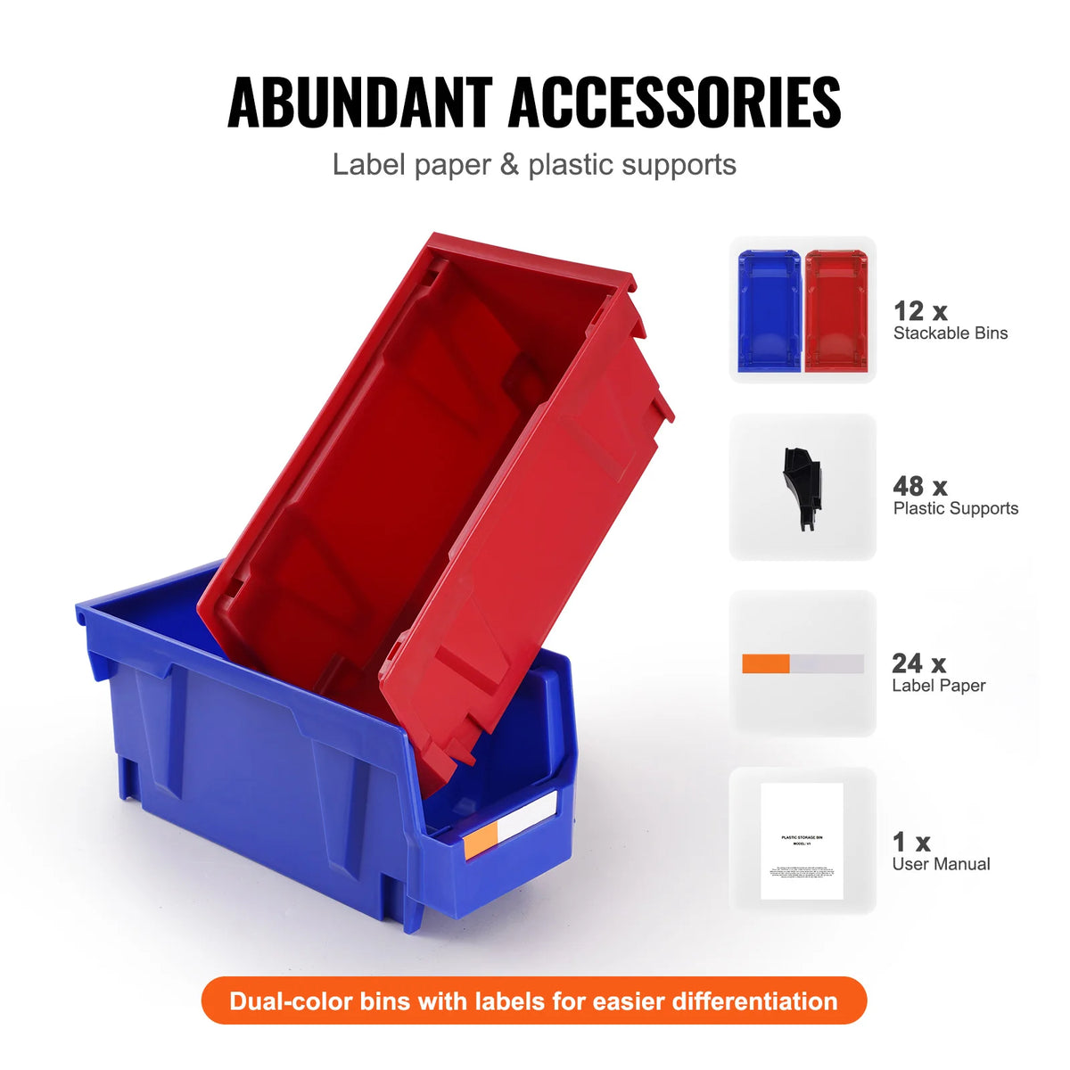 SucceBuy Stackable Plastic Storage Bins For Tools And Supplies