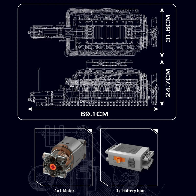 Mould King V12 Engine Building Block Assembly Model Kit