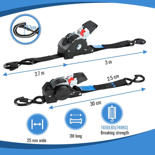 Tlgreen Automatic Self Retracting Ratchet Tie Down Straps