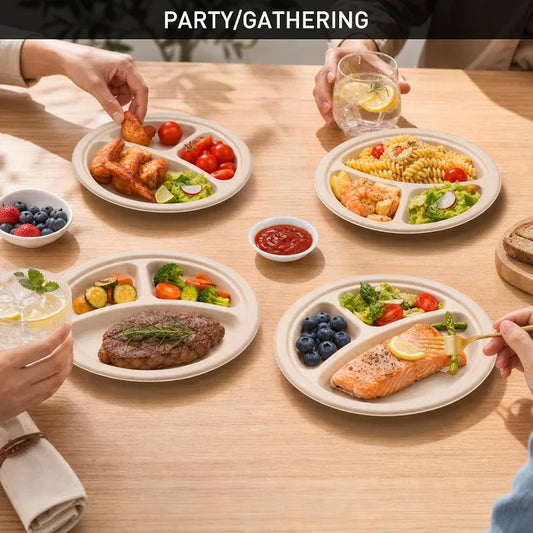 Durable Biodegradable Bagasse Pulp Disposable Plates